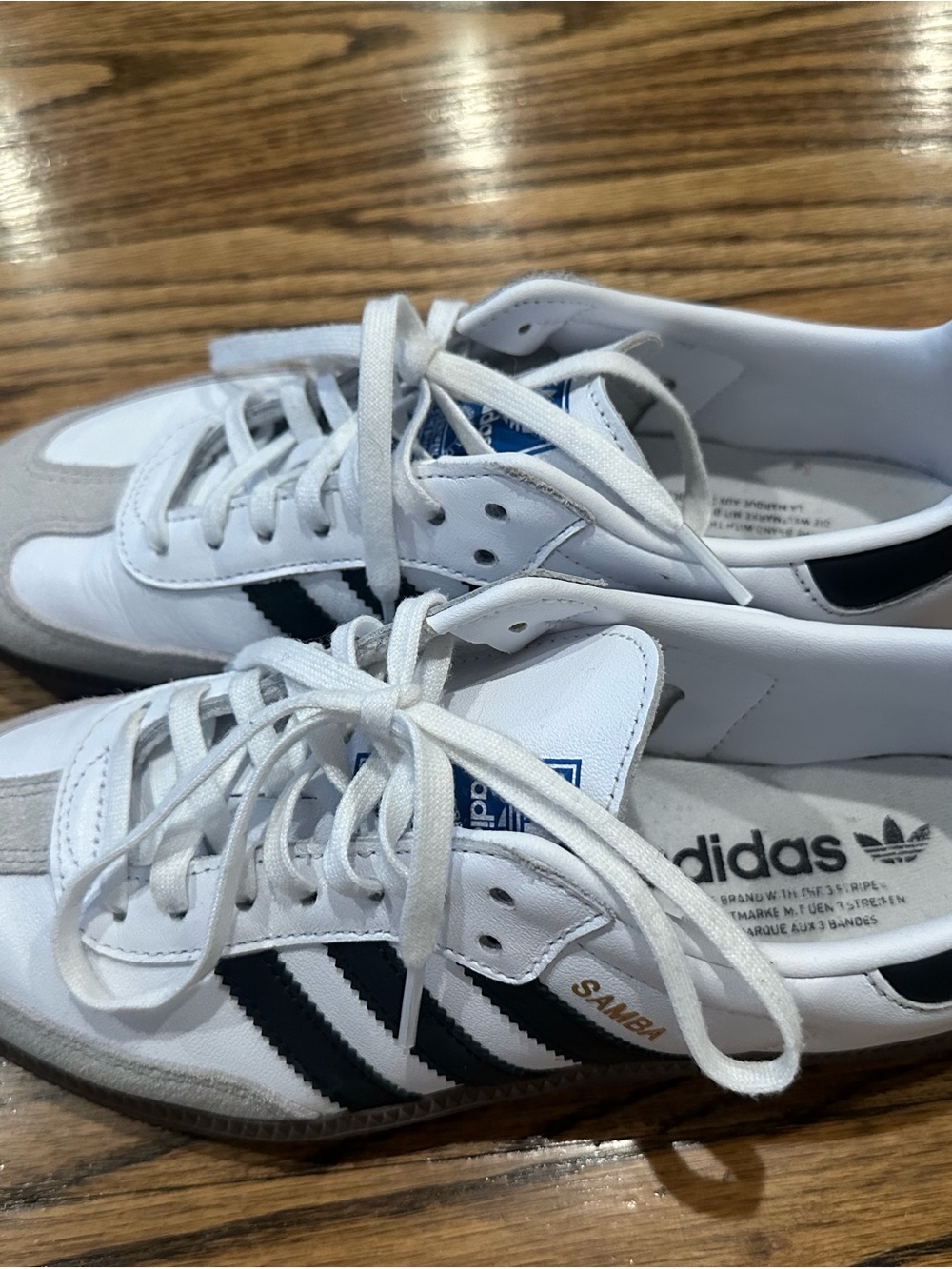 adidas Samba White and Black Leather Sneakers - Picture 2 of 6